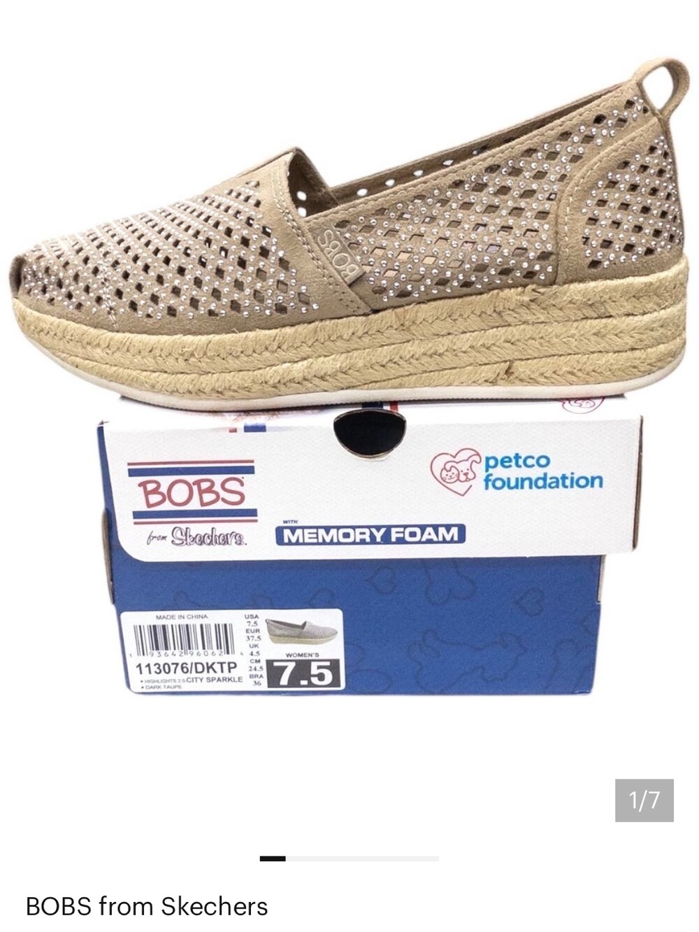 Sketchers Bobs 7.5 Espadrilles City Sparkle BEAUTIFUL fit like 8